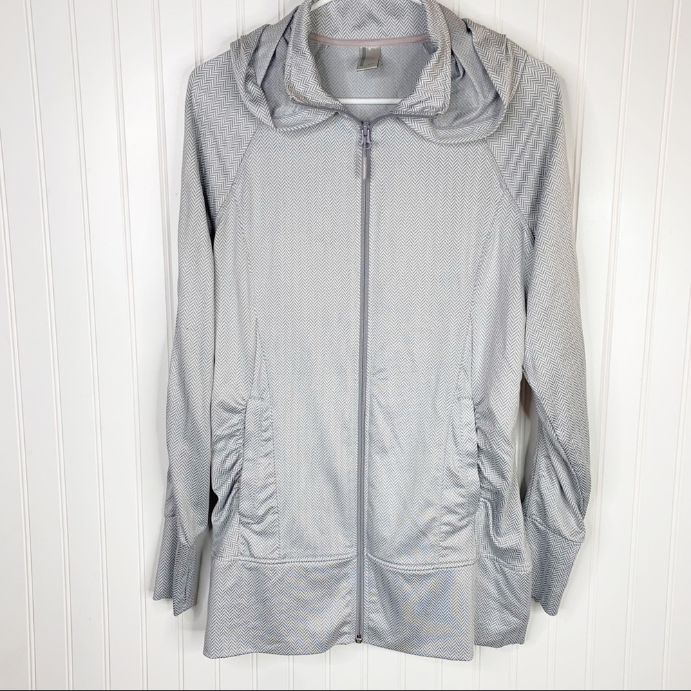 Mondetta Gray Herringbone Active Zip Up Hoodie